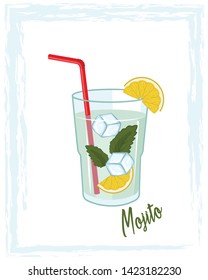 Mojito. Vector drawing isolated illustration on the white background