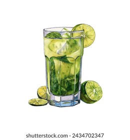 mojito vector illustration in watercolour style