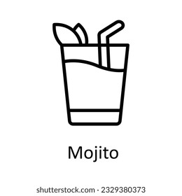 Mojito Vector outline Icon Design illustration. Food and Drinks Symbol on White background EPS 10 File 