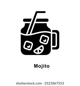 Mojito vetor ícone sólido ilustração estilo. Símbolo no plano de fundo branco EPS 10 Arquivo