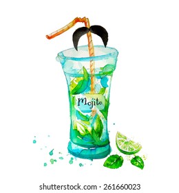 mojito watercolor illustration