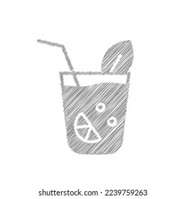 Mojito white sketch vector icon. lat vector simple element illustration