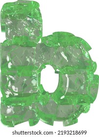 Mojito-colored chipped ice letter b