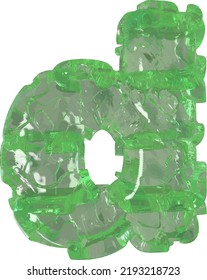 Mojito-colored chipped ice letter d