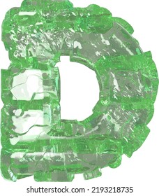 Mojito-colored chipped ice letter d