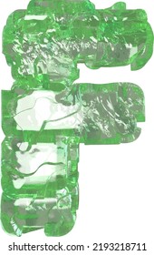 Mojito-colored chipped ice letter f