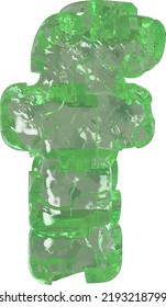 Mojito-colored chipped ice letter f