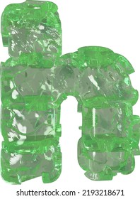 Mojito-colored chipped ice letter h