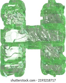 Mojito-colored chipped ice letter h
