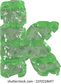 Mojito-colored chipped ice letter k