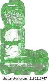 Mojito-colored chipped ice letter l