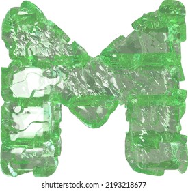 Mojito-colored chipped ice letter m