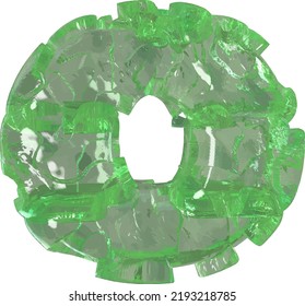 Mojito-colored chipped ice letter o