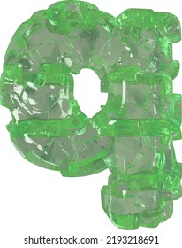 Mojito-colored chipped ice letter q