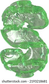 Mojito-colored chipped ice letter s