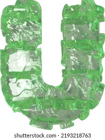 Mojito-colored chipped ice letter u