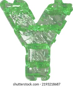 Mojito-colored chipped ice letter y