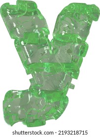 Mojito-colored chipped ice letter y