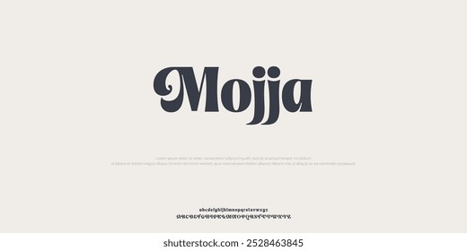 Mojja Unique modern futuristic sans serif alphabet display font vector illustration