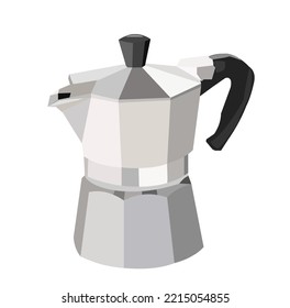 Moka coffee maker drawing, typical Italian coffee maker icon, cut out