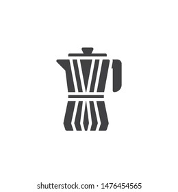 Moka coffee maker vector icon. filled flat sign for mobile concept and web design. Moka pot, Kettle glyph icon. Symbol, logo illustration. Vector graphics