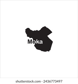 Moka Mauritius map and black lettering design on white background