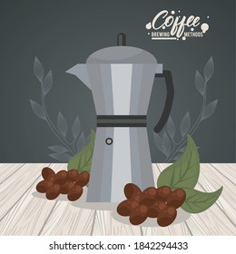 moka pot coffee brewing method vector illustration design