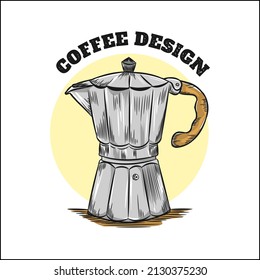 moka pot coffee hand drawn illustration