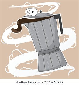 "Moka Pot" coffee maker character illustration vector design.