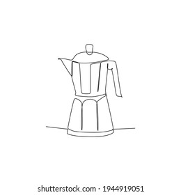 Moka pot coffee maker  -  continuous one line drawing