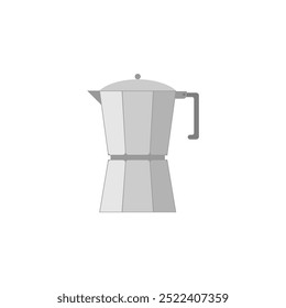 Moka pot coffee maker flat design vector illustration. classic coffee brewing kettle 