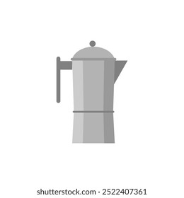 Moka pot coffee maker flat design vector illustration. classic coffee brewing kettle 