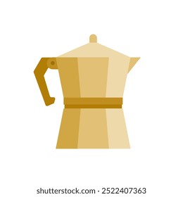 Moka pot coffee maker flat design vector illustration. classic coffee brewing kettle 