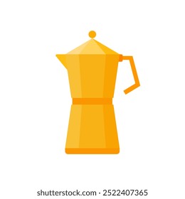 Moka pot coffee maker flat design vector illustration. classic coffee brewing kettle 