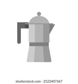 Moka pot coffee maker flat design vector illustration. classic coffee brewing kettle 