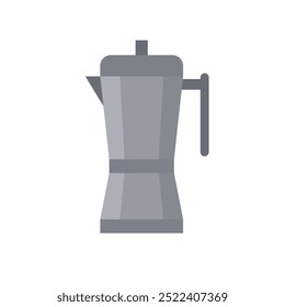 Moka pot coffee maker flat design vector illustration. classic coffee brewing kettle 