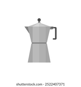 Moka pot coffee maker flat design vector illustration. classic coffee brewing kettle 