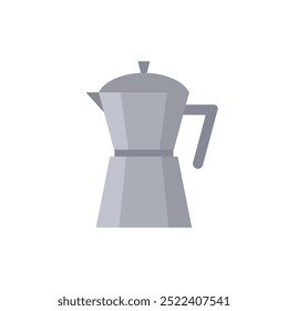 Moka pot coffee maker flat design vector illustration. classic coffee brewing kettle 