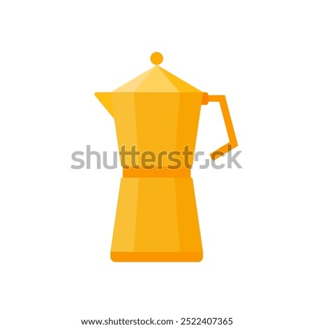 Moka pot coffee maker flat design vector illustration. classic coffee brewing kettle 