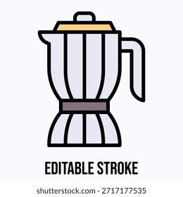 Icono de estilo de color lineal de Vector aislado, Icono de cafetera Moka Pot, trazo editable