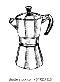 Moka pot coffee maker sketch hand drawn
