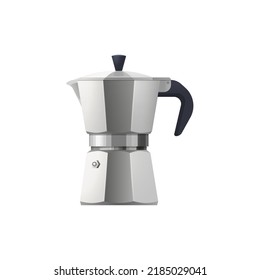 Moka pot coffee maker, vector icon or mockup.