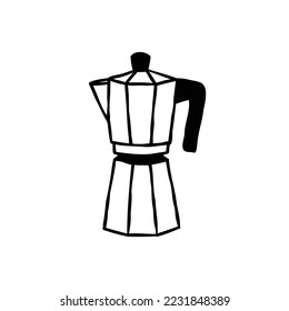 moka pot doodle icon, hand drawn illustration