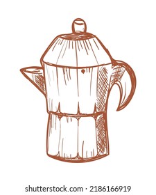 moka pot doodle icon isolated