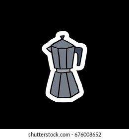 moka pot doodle icon, sticker