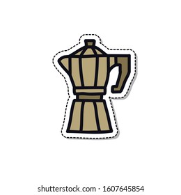 moka pot doodle icon, vector illustration sticker