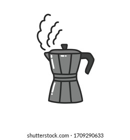 moka pot doodle icon, vector illustration