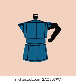 Moka pot, cafetera espresso. Estilo de moda único. Icono de café para menús, cafetería, cafetería, restaurante. Ilustración vectorial moderna dibujada a mano. Elemento de diseño aislado. Etiqueta engomada, logotipo, Plantilla de la impresión 