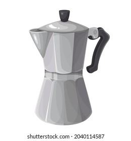 Moka Pot for espresso vector icon. Metal silver coffee maker pot illustration.