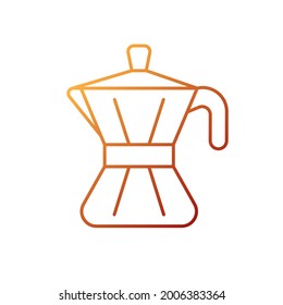 Moka pot gradient linear vector icon. Tool for brewing espresso at home. Stove top pot. Barista accessories. Thin line color symbols. Modern style pictogram. Vector isolated outline drawing